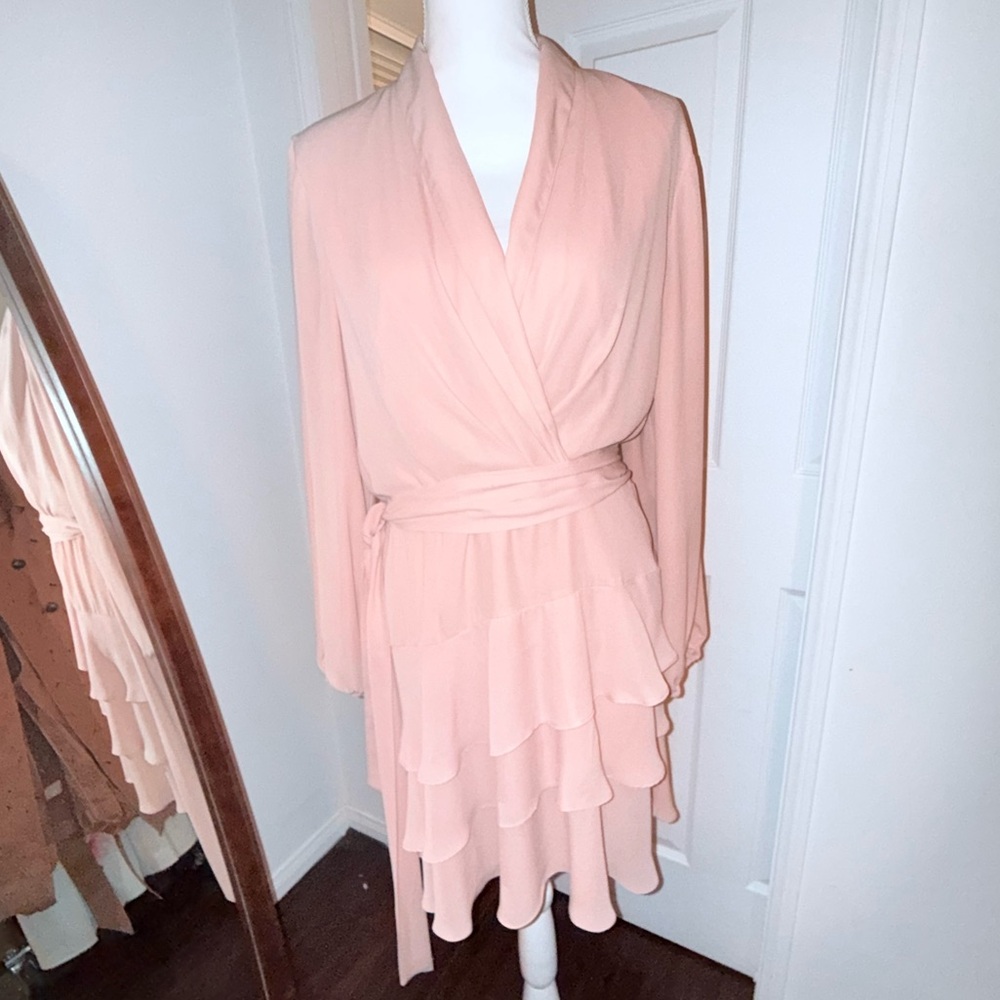 Express Soft Blush Layered Flowy Dress